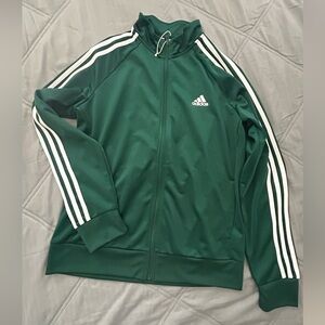 adidas Green Track Jacket with White Stripes